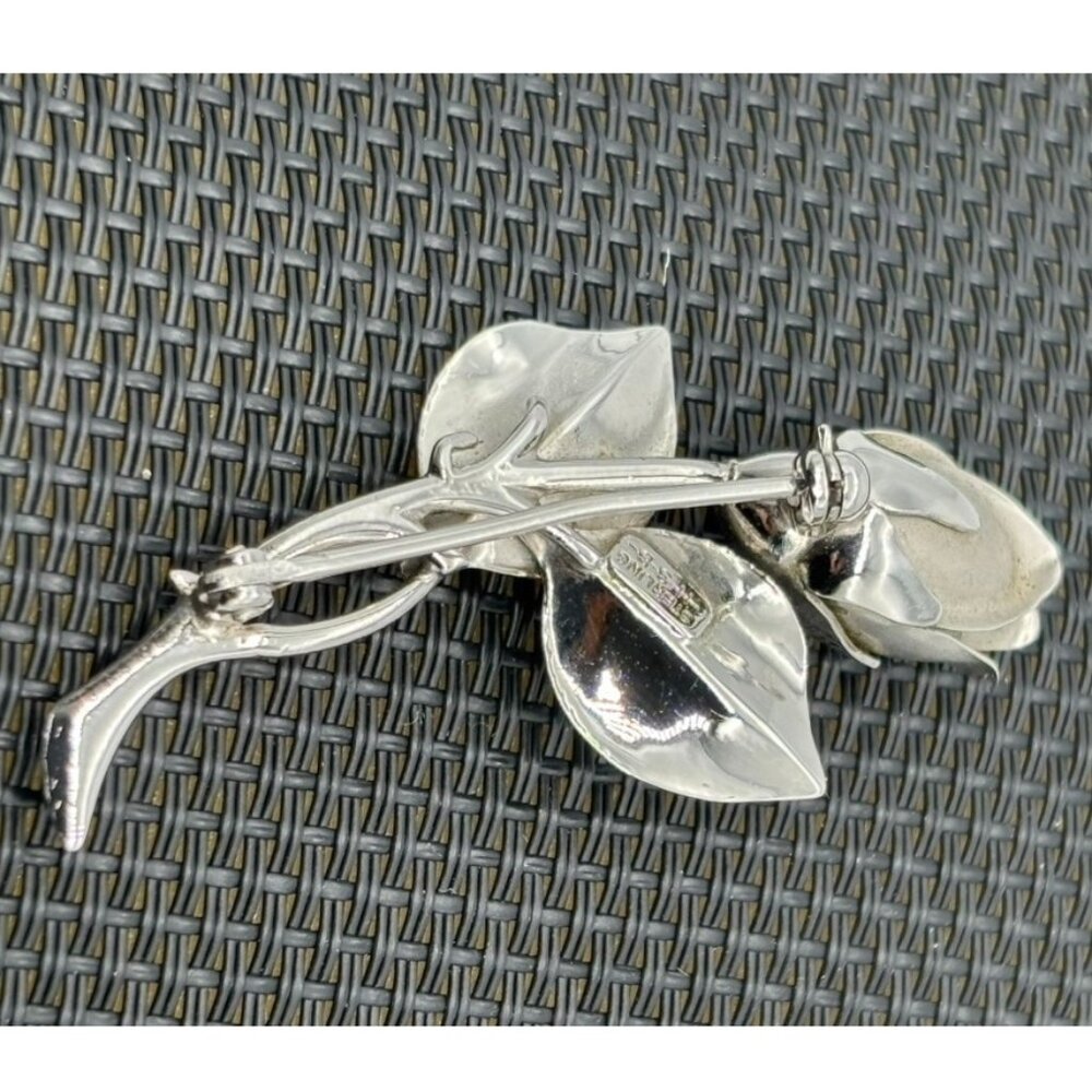Beautiful Sterling Silver Rosebud Brooch, Harry S. Bick, Signed "HSB" "Sterling" - Picture 4 of 7